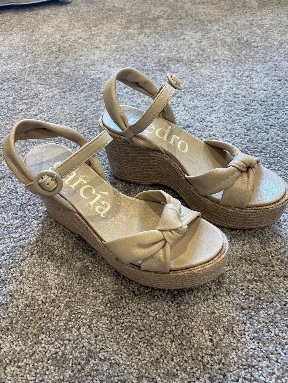 Pedro Garcia Neutral Knot Espadrille Wedge Sandals